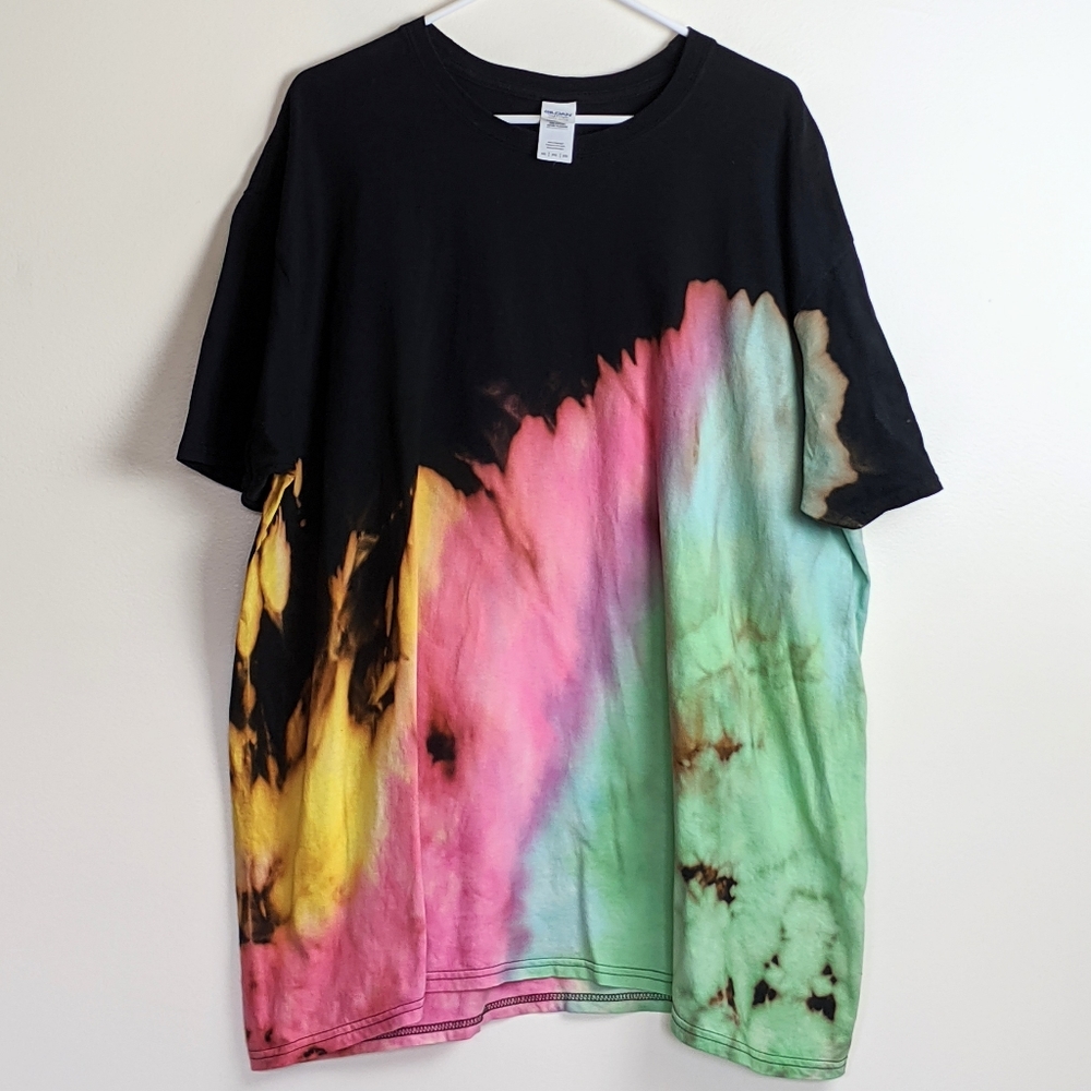 Hand Dyed Reverse Tie Dye T-shirt 2XL